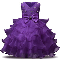 Girl Dress Kids Ruffles Lace Party Wedding Gown / Purple / 6-12 Months