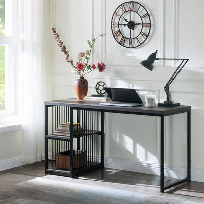 Home Office Computer Desk with 2 Open Storage Shelves