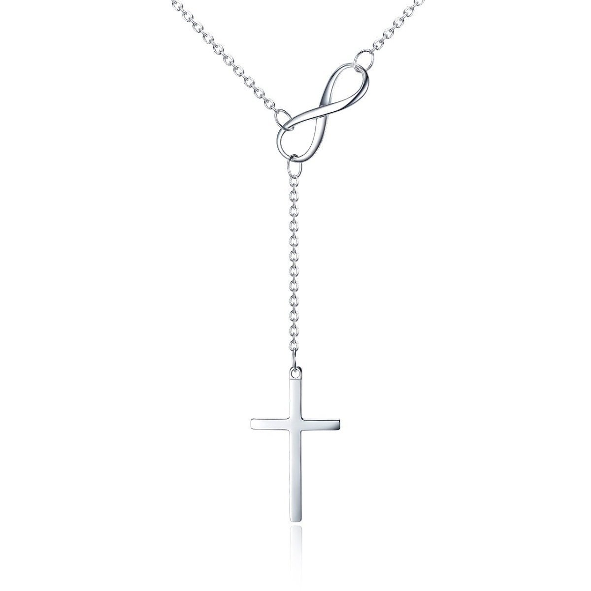 Image of Italian Sterling Silver Infinity Cross Lariat Necklace