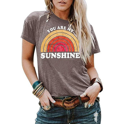 Kaislandy Wome'ns You are My Sunshine T Shirt / Brown / 2XL