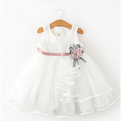 Kids Little Girls' Dress Flower Swing Dress / White / 1-2 Years