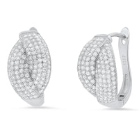 Ladies Sterling Silver and Simulated Diamonds Braid Hoops Earrings