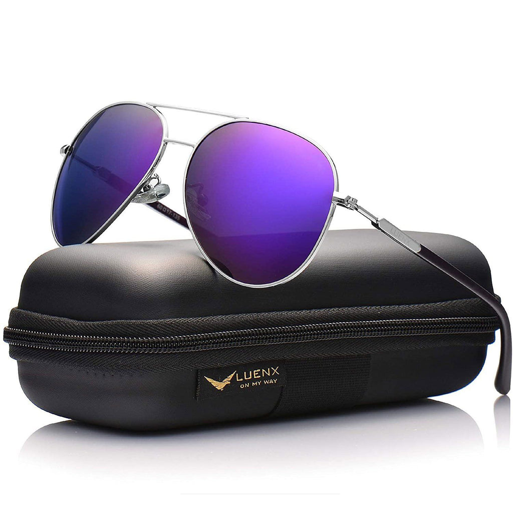 LUENX Aviator Sunglasses Men Women Polarized UV400 Metal Frame 60MM