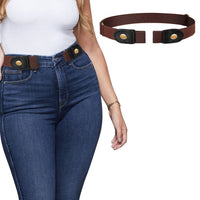 Men And Women's Buckle Free Adjustable Stretch Belts / Brown