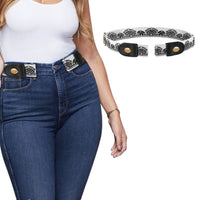 Men And Women's Buckle Free Adjustable Stretch Belts / Black/White