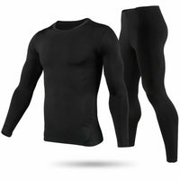 Men Thermal Underwear Set - Long Johns Pants and Long Sleeve / Black / Medium