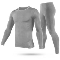 Men Thermal Underwear Set - Long Johns Pants and Long Sleeve / Gray / Medium