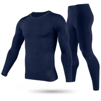 Men Thermal Underwear Set - Long Johns Pants and Long Sleeve / Navy Blue / Medium