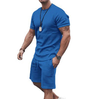 Men's Casual Activewear Running T-Shirt with Shorts / Blue / Medium