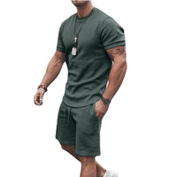 Men's Casual Activewear Running T-Shirt with Shorts / Green / Medium