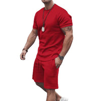 Men's Casual Activewear Running T-Shirt with Shorts / Red / Medium