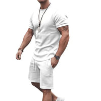 Men's Casual Activewear Running T-Shirt with Shorts / White / Medium