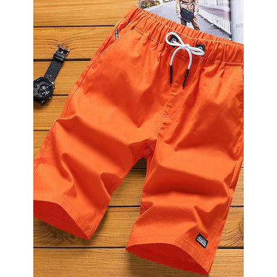 Men's Drawstring Knee Sweatpants / Orange / XL