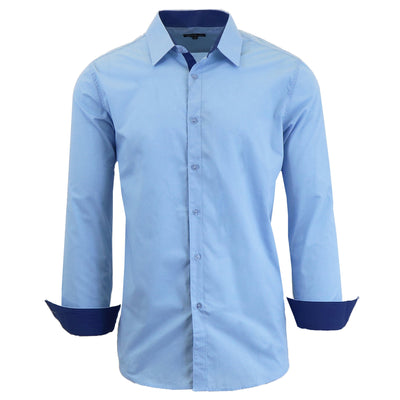 Mens Long Sleeve Dress Shirt / Light Blue / 4X-Large