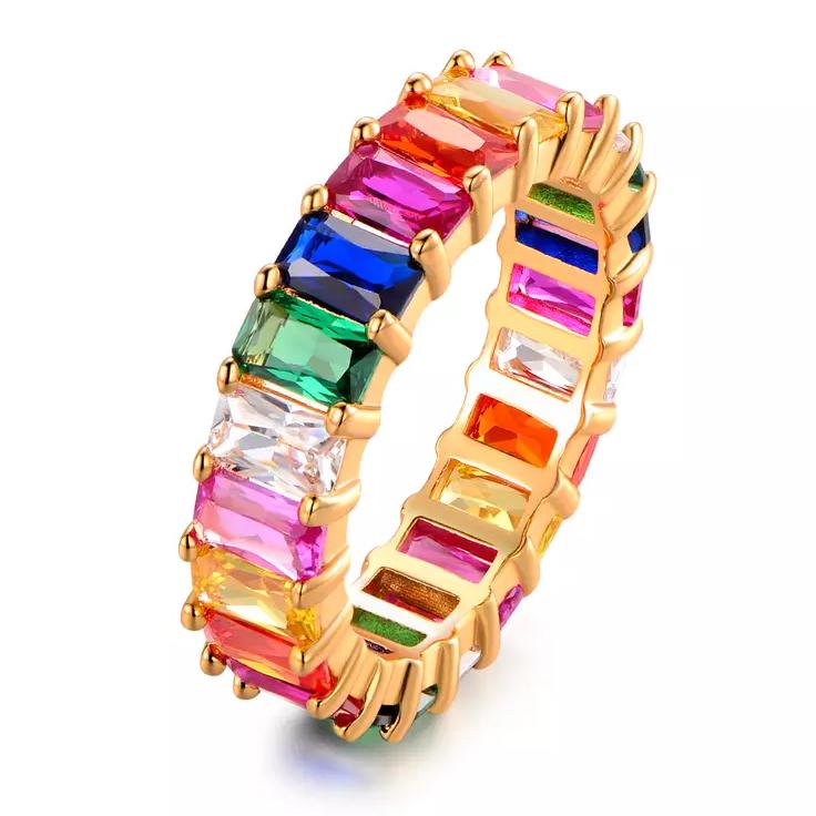 Multi-Color Eternity Ring Made with Swarovski Crystals