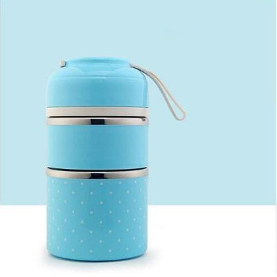 Multilayer Cute Thermal Lunch Box Stainless Steel Food Container / Blue / 2 Layer