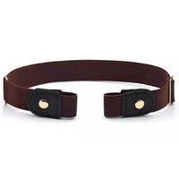 No Buckle Elastic Stretch Belts for Men and Women Comfortable Invisible Belts / Brown