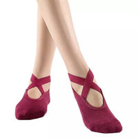 Non Slip Socks with Grips for Women Yoga Ballet Pilates Barre Dance / Red