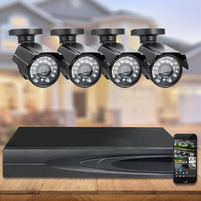 Outdoor AHD Home Security 4 Camera and DVR System Gadgets & Accessories - DailySale