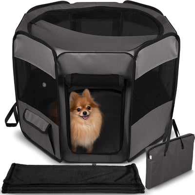 Paws & Pals Portable Pet Playpen with Blanket / Black