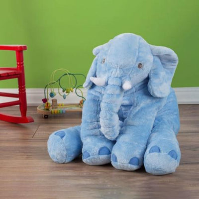Plush Stuffed Elephant Soft Cuddle Pillow / Blue