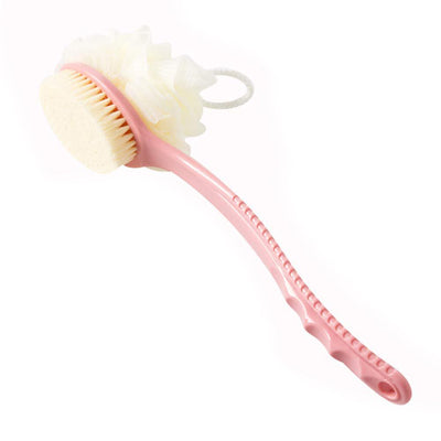 Shower Body Brush with Bristles and Loofah / Pink