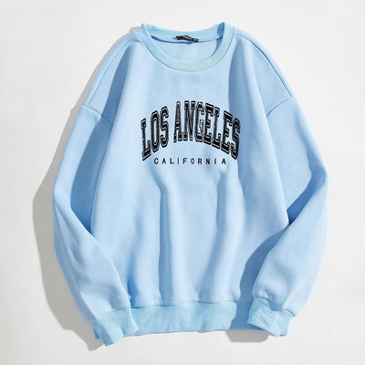 Slogan Graphic Thermal Lined Sweatshirt / Baby Blue / Large