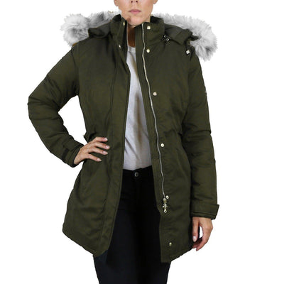 Spire By Galaxy Heavyweight Women's Parka with Hood / Olive / Large