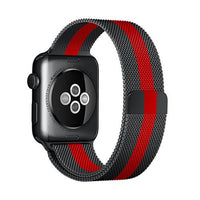 Stainless Steel Milanese Loop Band Replacement for Apple Watches / Black/Red / 38mm