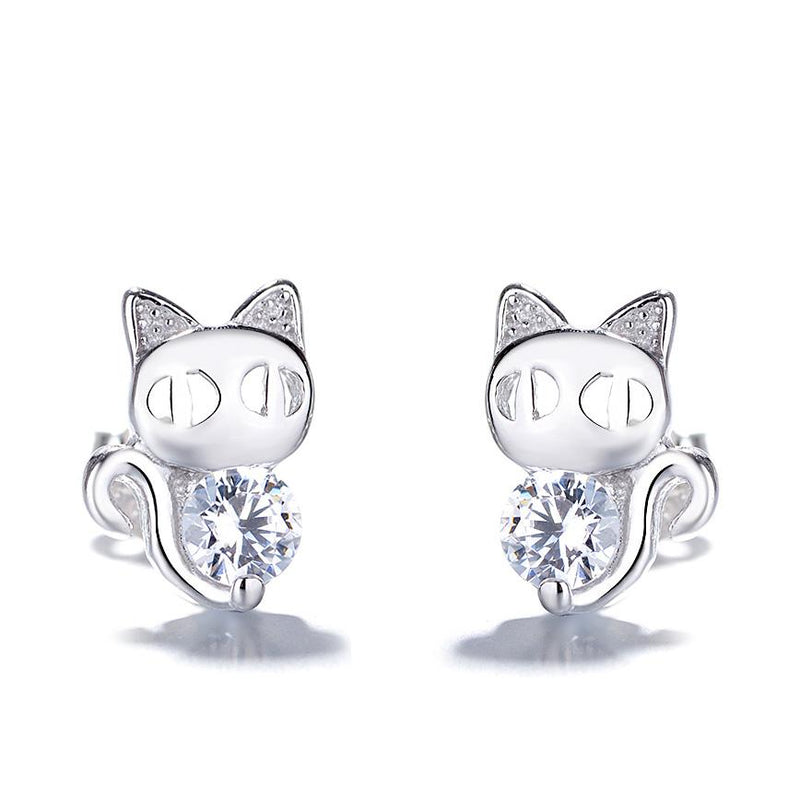 Sterling Silver Cat Earrings with Swarovski Crystals | DailySale