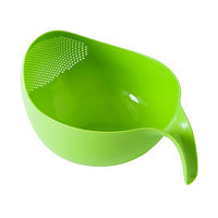 Strainer Sieve Basket with Handle for Rice Fruits and Vegetables / Green