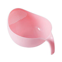 Strainer Sieve Basket with Handle for Rice Fruits and Vegetables / Pink