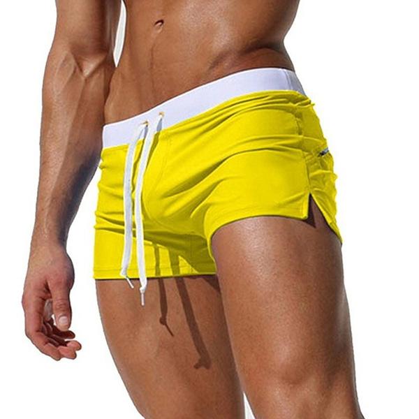 Summer Men Fashion Swimwear Swimming Trunks Men's Clothing Yellow S - DailySale