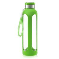 Swig Savvy Glass Water Bottles with Protective Silicone Sleeve & Stainless Steel Leak Proof Lid / Green