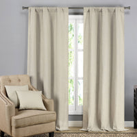 Textured Window Curtain Pair Panel with Matching Dec Pillows Set / Beige/Gold