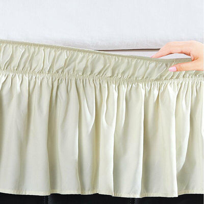 Undercliff Easy Wrap Elastic Ruffled 16 Bed Skirt / Ivory / Twin/Full