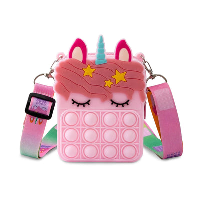 Unicorn Pop-it Bubble Fidget Handbag for Kids / Light Pink