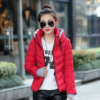 Winter Jacket Women Parka Thick Winter Outerwear / Red / 2XL