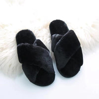 Winter Women Cozy Home Furry Slippers / Black / 36-37