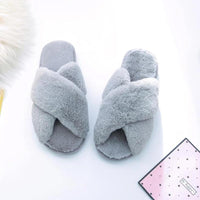 Winter Women Cozy Home Furry Slippers / Gray / 36-37