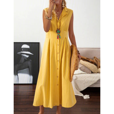 Women's A-Line Shirt Collar Casual Dress / Yellow / Medium
