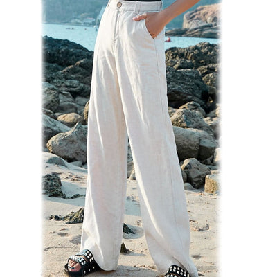 Women's Basic Soft Straight Twill Pants / White / XL