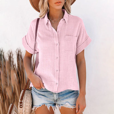 Women's Basic Solid Color Top Shirt / Pink / XL