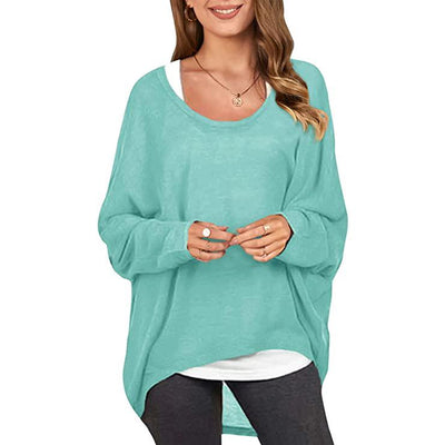 Women's Batwing Sleeve Loose Top / Green / Large