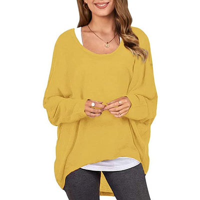 Women's Batwing Sleeve Loose Top / Yellow / Small