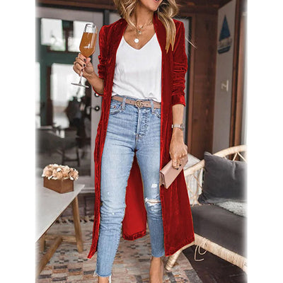 Women's Casual Long Sleeve Jacket / Red / Medium