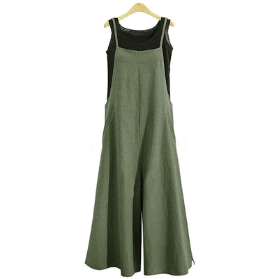 Women's Casual Loose Long Wide Leg Jumpsuits / Army Green / 5XL
