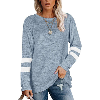 Women's Crewneck Sweatshirts Long Sleeve Sweaters Tunic Tops / Light Blue / XL