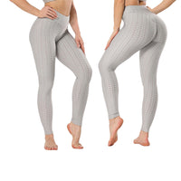 Women's High Waist Textured Butt Lifting Slimming Workout Leggings Tights Pants / Light Gray / Small