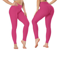 Women's High Waist Textured Butt Lifting Slimming Workout Leggings Tights Pants / Pink / Small